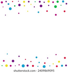 Rainbow Polka Festive Vector White Background. Abstract Rain Illustration. Independence Circle Wallpaper. Color Dust Flying Design.