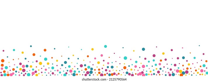 Rainbow Polka Happy Vector Panoramic White Background. Effect Rain Texture. Invitation Round Design. Color Dust Celebrate Invitation.