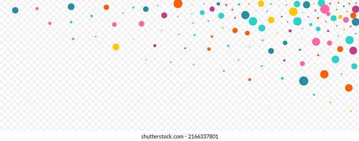 Rainbow Polka Independence Vector Panoramic Transparent Background. Top Dust Invitation. Happy Round Pattern. Color Confetti Carnival Backdrop.