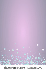 Rainbow Polka Invitation Blue Background. Hologram Fun Rain Texture. Celebration Banner. Colorful Celebrate Background.