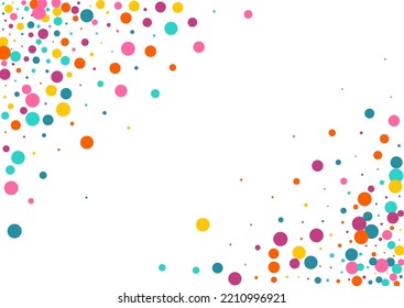 Rainbow Polka Einladung Vektorweißer Hintergrund. FallingFestive Confetti Design. Transparentes Bildschirmhintergrund. Helle abstrakte Karte.