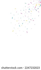 Rainbow Polka Top Vector White Background. FallingFestive Shine Pattern. Effect Confetti Illustration. Color Circle Festival Texture.