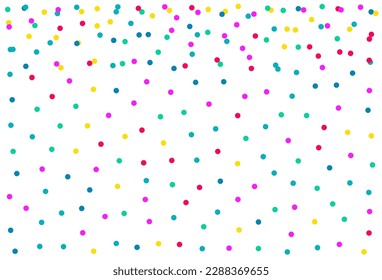 Rainbow Polka Top Vector White Background. Effect Circle Wallpaper. Christmas Round Background. Happy Shine Decoration Invitation.