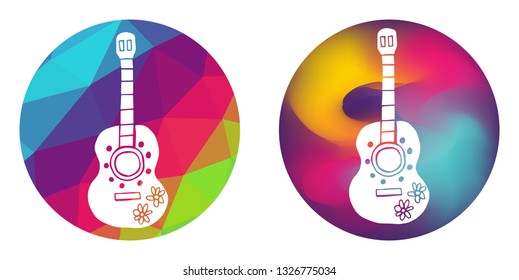 Rainbow Polygon and Abstract Color Circle of Guitar for Cinco De Mayo. Vector Illustration for Graphic Design, Card, Shirt, Poster, and More.