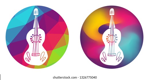 Rainbow Polygon and Abstract Color Circle of Guitar for Cinco De Mayo. Vector Illustration for Graphic Design, Card, Shirt, Poster, and More.