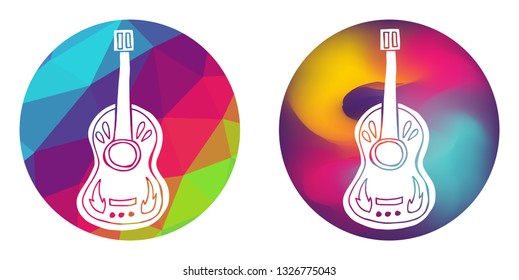 Rainbow Polygon and Abstract Color Circle of Guitar for Cinco De Mayo. Vector Illustration for Graphic Design, Card, Shirt, Poster, and More.