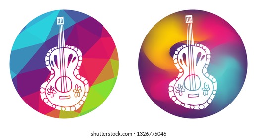 Rainbow Polygon and Abstract Color Circle of Guitar for Cinco De Mayo. Vector Illustration for Graphic Design, Card, Shirt, Poster, and More.