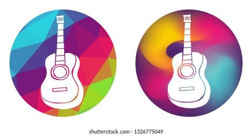 Rainbow Polygon and Abstract Color Circle of Guitar for Cinco De Mayo. Vector Illustration for Graphic Design, Card, Shirt, Poster, and More.