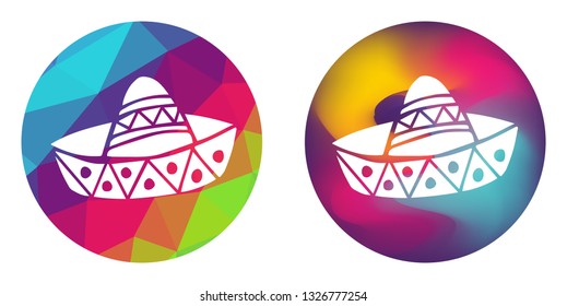 Rainbow Polygon and Abstract Color Circle of Cinco De Mayo Hat. Vector Illustration for Graphic Design, Card, Shirt, Poster, and More.