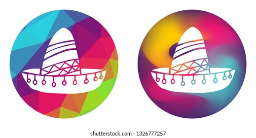 Rainbow Polygon and Abstract Color Circle of Cinco De Mayo Hat. Vector Illustration for Graphic Design, Card, Shirt, Poster, and More.