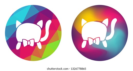 Rainbow Polygon and Abstract Color Circle of Cat Animal. Vector Illustration for Graphic Design, Card, Shirt, Poster, and More.