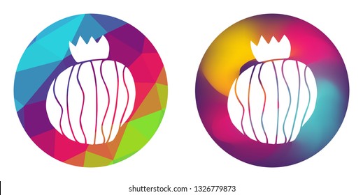Rainbow Polygon and Abstract Color Circle of Cactus Succulent Plant. Vector Illustration for Graphic Design, Card, Shirt, Poster, and More.