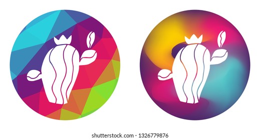 Rainbow Polygon and Abstract Color Circle of Cactus Succulent Plant. Vector Illustration for Graphic Design, Card, Shirt, Poster, and More.