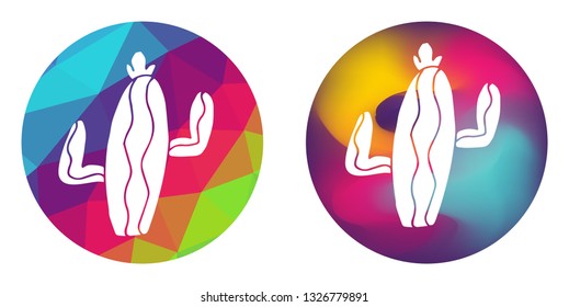 Rainbow Polygon and Abstract Color Circle of Cactus Succulent Plant. Vector Illustration for Graphic Design, Card, Shirt, Poster, and More.
