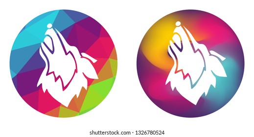 Rainbow Polygon and Abstract Color Circle of Wolf Animal. Vector Illustration for Graphic Design, Card, Shirt, Poster, and More.