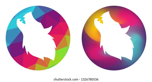 Rainbow Polygon and Abstract Color Circle of Wolf Animal. Vector Illustration for Graphic Design, Card, Shirt, Poster, and More.