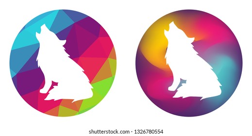 Rainbow Polygon and Abstract Color Circle of Wolf Animal. Vector Illustration for Graphic Design, Card, Shirt, Poster, and More.