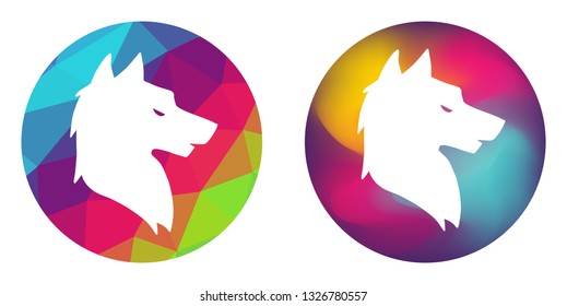 Rainbow Polygon and Abstract Color Circle of Wolf Animal. Vector Illustration for Graphic Design, Card, Shirt, Poster, and More.