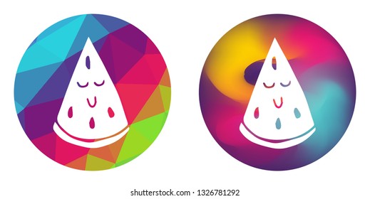 Rainbow Polygon and Abstract Color Circle of Watermelon Fruit. Vector Illustration for Graphic Design, Card, Shirt, Poster, and More.