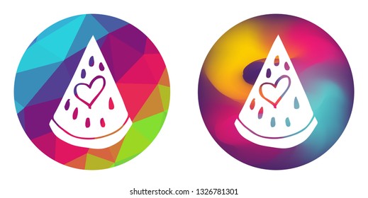 Rainbow Polygon and Abstract Color Circle of Watermelon Fruit. Vector Illustration for Graphic Design, Card, Shirt, Poster, and More.