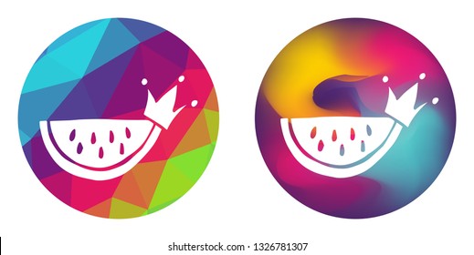 Rainbow Polygon and Abstract Color Circle of Watermelon Fruit. Vector Illustration for Graphic Design, Card, Shirt, Poster, and More.