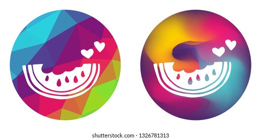 Rainbow Polygon and Abstract Color Circle of Watermelon Fruit. Vector Illustration for Graphic Design, Card, Shirt, Poster, and More.