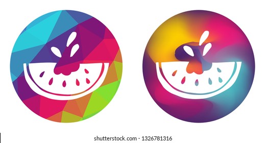 Rainbow Polygon and Abstract Color Circle of Watermelon Fruit. Vector Illustration for Graphic Design, Card, Shirt, Poster, and More.