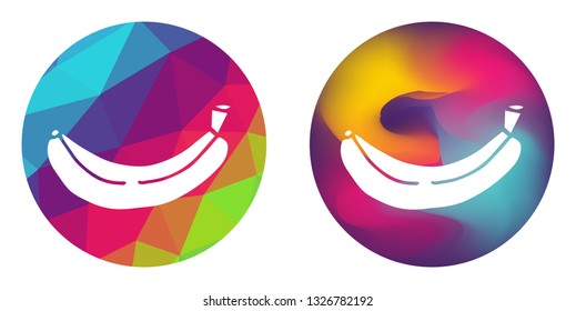 Rainbow Polygon and Abstract Color Circle of Banana Fruit. Vector Illustration for Graphic Design, Card, Shirt, Poster, and More.