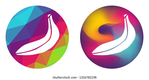 Rainbow Polygon and Abstract Color Circle of Banana Fruit. Vector Illustration for Graphic Design, Card, Shirt, Poster, and More.
