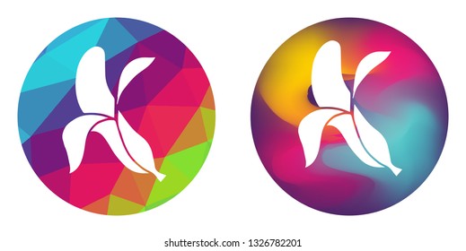 Rainbow Polygon and Abstract Color Circle of Banana Fruit. Vector Illustration for Graphic Design, Card, Shirt, Poster, and More.