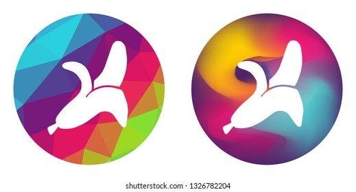 Rainbow Polygon and Abstract Color Circle of Banana Fruit. Vector Illustration for Graphic Design, Card, Shirt, Poster, and More.