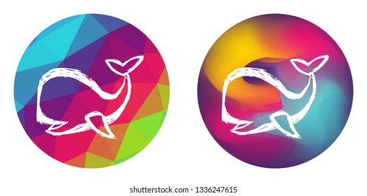 Rainbow Polygon and Abstract Color Circle of Whale Animal. Vector Illustration for Graphic Design, Card, Shirt, Poster, and More. 