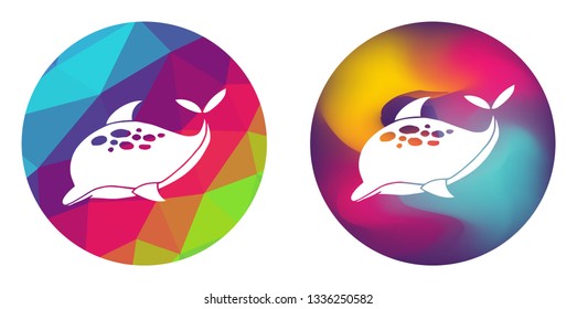 Rainbow Polygon and Abstract Color Circle of Dolphin Animal. Vector Illustration for Graphic Design, Card, Shirt, Poster, and More. 
