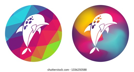 Rainbow Polygon and Abstract Color Circle of Dolphin Animal. Vector Illustration for Graphic Design, Card, Shirt, Poster, and More. 