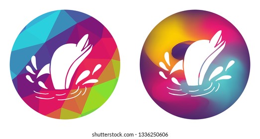 Rainbow Polygon and Abstract Color Circle of Dolphin Animal. Vector Illustration for Graphic Design, Card, Shirt, Poster, and More. 