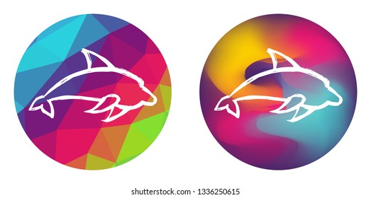 Rainbow Polygon and Abstract Color Circle of Dolphin Animal. Vector Illustration for Graphic Design, Card, Shirt, Poster, and More. 