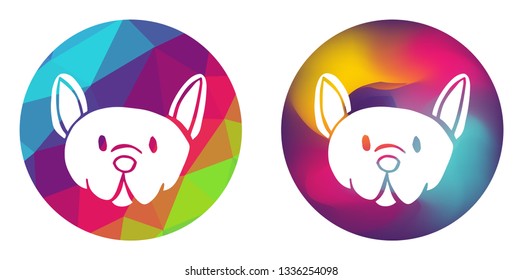 Rainbow Polygon and Abstract Color Circle of Dog Animal. Vector Illustration for Graphic Design, Card, Shirt, Poster, and More. 