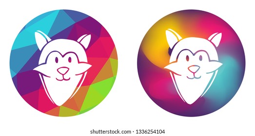 Rainbow Polygon and Abstract Color Circle of Dog Animal. Vector Illustration for Graphic Design, Card, Shirt, Poster, and More. 