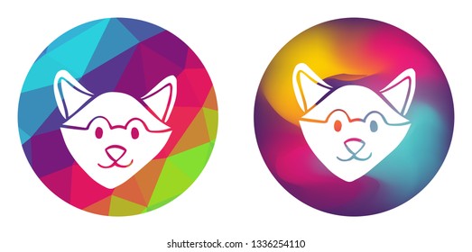 Rainbow Polygon and Abstract Color Circle of Dog Animal. Vector Illustration for Graphic Design, Card, Shirt, Poster, and More. 