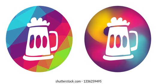 Rainbow Polygon and Abstract Color Circle of Beer. Vector Illustration for Graphic Design, Card, Shirt, Poster, and More. 