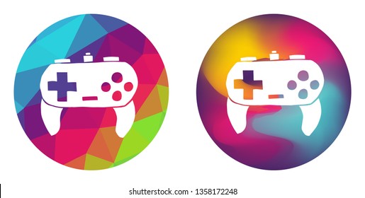 Rainbow Polygon and Abstract Color Circle of Video Game Controller. Vector Illustration for Graphic Design, Card, Shirt, Poster, and More.