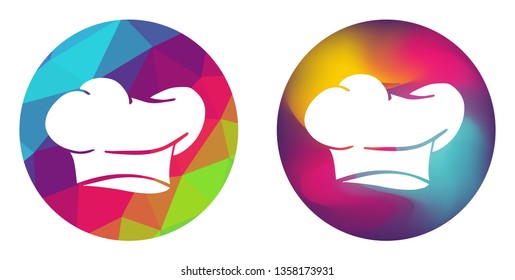Rainbow Polygon and Abstract Color Circle of Chef Hat. Vector Illustration for Graphic Design, Card, Shirt, Poster, and More.
