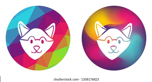 Rainbow Polygon and Abstract Color Circle of Dog Animal. Vector Illustration for Graphic Design, Card, Shirt, Poster, and More.
