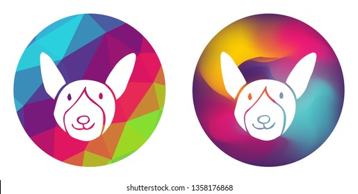 Rainbow Polygon and Abstract Color Circle of Dog Animal. Vector Illustration for Graphic Design, Card, Shirt, Poster, and More.