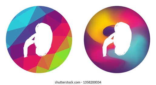 Rainbow Polygon and Abstract Color Circle of Kidney. Vector Illustration for Graphic Design, Card, Shirt, Poster, and More.
