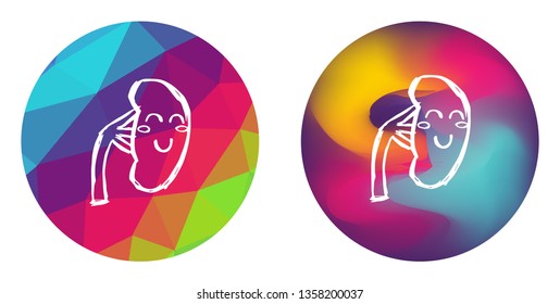 Rainbow Polygon and Abstract Color Circle of Kidney. Vector Illustration for Graphic Design, Card, Shirt, Poster, and More.