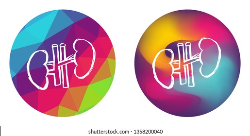Rainbow Polygon and Abstract Color Circle of Kidney. Vector Illustration for Graphic Design, Card, Shirt, Poster, and More.