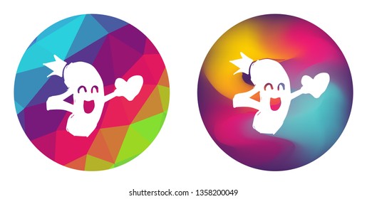 Rainbow Polygon and Abstract Color Circle of Kidney. Vector Illustration for Graphic Design, Card, Shirt, Poster, and More.