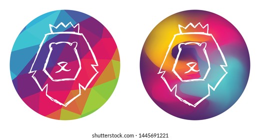 Rainbow Polygon and Abstract Color Circle of Animal Lion King Icon. Vector Illustration for Graphic Design, Concept, Template, Card, Shirt, Poster, and More.