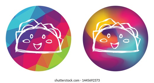 Rainbow Polygon and Abstract Color Circle of Mexican Taco Tortilla Food. Vector Illustration for Graphic Design, Concept, Template, Card, Shirt, Poster, and More.